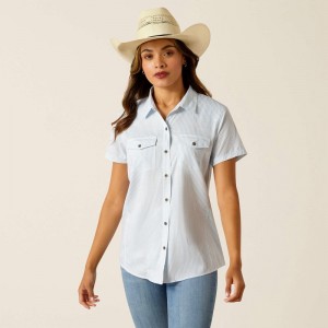 Distressed Stripe Ariat Western Venttek Shirt | 40WIKHPBD