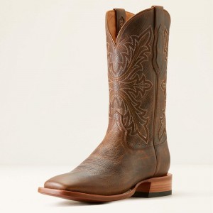 Earth Brown Bison Ariat Bench Made Bassett Cowboy Boot | 60TSKRIVO