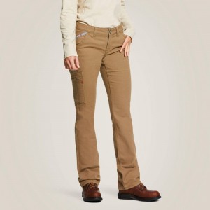 Field Khaki Ariat Fr Stretch Duralight Canvas Stackable Straight Leg Pant | 75CGYXOBD