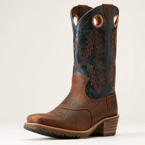 Fiery Brown Crunch Ariat Hybrid Roughstock Square Toe Cowboy Boot | 25LIXPNBW