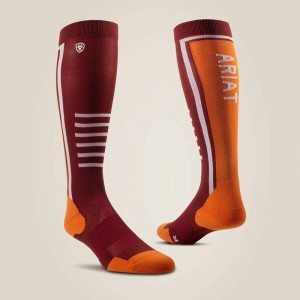 Fired Brick/Pumpkin Ariat Tek Slimline Performance Socks | 80VFWBEZL