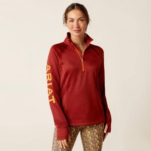 Fired Brick Ariat Tek Team 1/2 Zip Sweatshirt | 37KVENURC