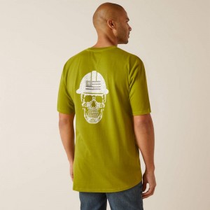 Going Green Ariat Rebar Cotton Strong Roughneck Graphic T-Shirt | 74KJBITLV