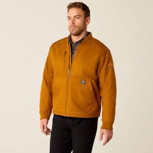 Golden Brown Ariat Rebar Stretch Canvas Bomber Jacket | 14CDKXRNI