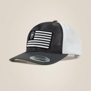 Gray Ariat Shield Flag Mesh Cap | 42AFBXESG