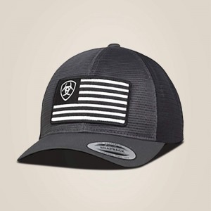 Gray Ariat Shield Flag Mesh Cap | 42VHDTBRC