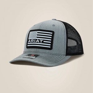 Gray Ariat Usa Flag Patch Logo Cap | 36LJBRTPF