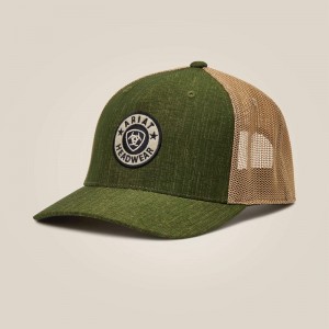 Green Ariat Round Logo Patch Cap | 84PLXIGEA