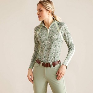 Green Baroque Ariat Sunstopper 3.0 1/4 Zip Baselayer | 15VEGMHNS