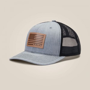 Grey/Brown Ariat Flag Patch Cap | 90RLZDMNI