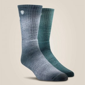 Grey/Green Ariat Incognito Graphic Crew Work Sock 2 Pair Multi Color Pack | 81VJTBZRL