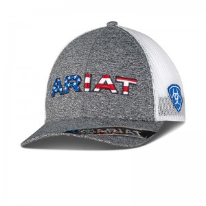 Grey Ariat Flag Logo Mesh Snap Back Cap | 56KLMJUZQ