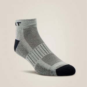 Grey Ariat High Performance Quarter Crew Tek Work Sock 3 Pair Pack | 30CKLXJRG