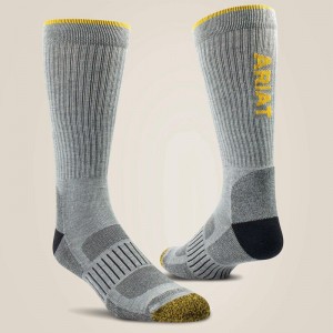 Grey Ariat High Performance Tek Work Sock 2 Pair Pack | 08ARUGOEM