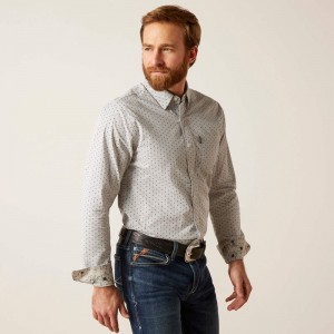 Grey Ariat Maddox Stretch Modern Fit Shirt | 40HIGZQYM