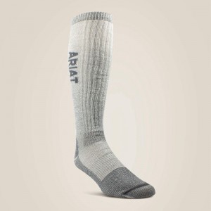 Grey Ariat Midweight Merino Wool Blend Over The Calf Steel Toe Work Sock | 74ENFOAHW