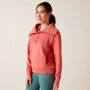 Heather Baked Apple Ariat Fern 1/2 Zip Sweatshirt | 83MGBLNXR