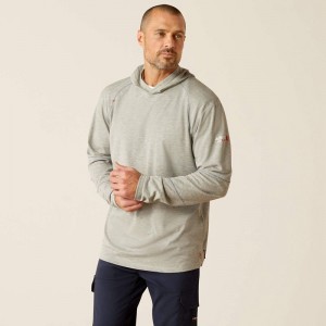 Heather Grey Ariat Fr Primo Hooded T-Shirt | 21GUXDSIP