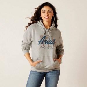 Heather Grey Ariat Real Grazing Hoodie | 84AVKDTFZ