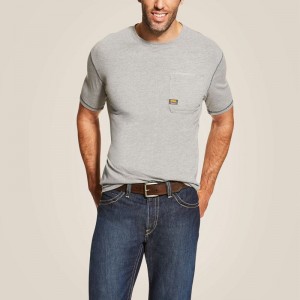 Heather Grey Ariat Rebar Workman T-Shirt | 57VIJKYZG