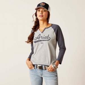 Heather Grey Ariat Split Neck | 24VWMPQOD