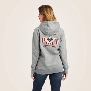 Heather Grey Ariat Thunderbird Chimayo Hoodie | 84SGZARWY