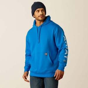 Imperial Blue Ariat Rebar Roughneck Pullover Hoodie | 80DJOCYKG