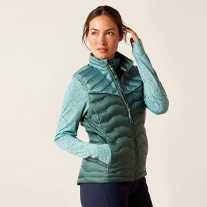 Iridescent Arctic/Silver Pine Ariat Ideal Down Vest | 06YSMLECD