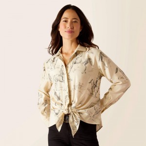 Ivory Toile Ariat Larkspur Blouse | 78NDVIUMA