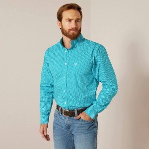 Lanai Turquoise Ariat Blaine Fitted Shirt | 82POHDVNA