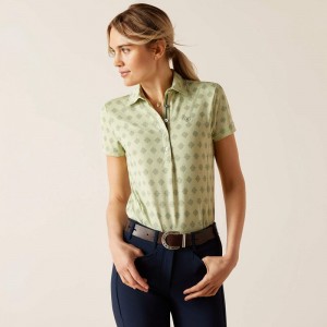 Laurel Green Geo Ariat Motif Polo | 31IERZUJM