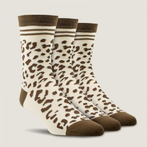 Leopard Camo Ariat Charm Crew Socks | 69KUSRBPY