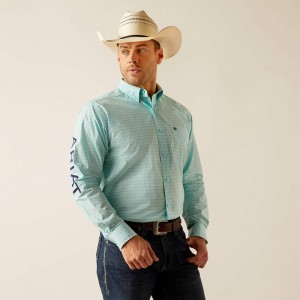 Light Aqua Ariat Team Gian Classic Fit Shirt | 09LVSGOJB