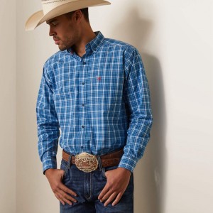 Light Blue Ariat Pro Series Leyton Classic Fit Shirt | 85YAJCVPR