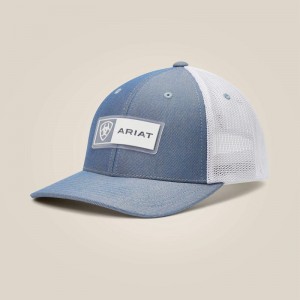 Light Blue Ariat Rectangle Logo Patch Cap | 92RXNDJFH