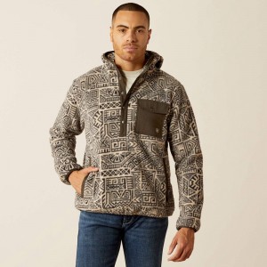 Light Brindle Ariat Polar Bear Fleece Hoodie | 15AWVYUNT