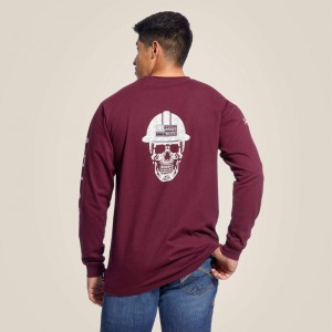 Malbec Ariat Fr Roughneck Skull Logo T-Shirt | 14PXSFAME