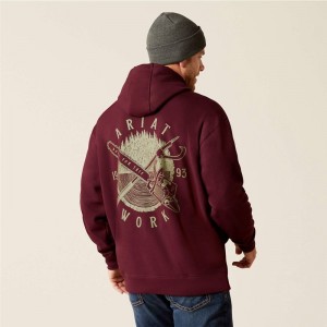 Malbec Ariat Rebar Workman Chainsaw Hoodie | 07NXYEMLB