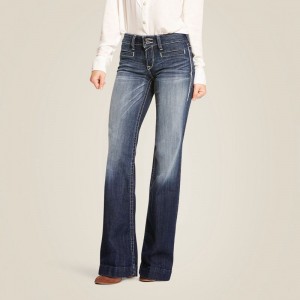 Marine Ariat Trouser Mid Rise Stretch Entwined Wide Leg Jean | 96WBACOVD