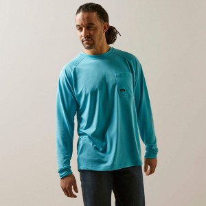 Maui Blue Ariat Rebar Heat Fighter T-Shirt | 42ACIWTRX