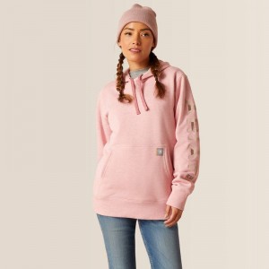 Mauveglow Heather/Antler Ariat Rebar Graphic Hoodie | 34YGXONWI