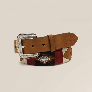 Medium Brown Ariat Diamond Embroidery Belt | 96AMWPUCK