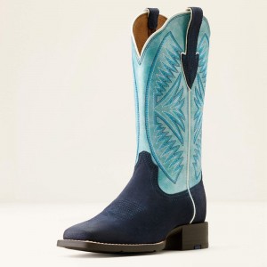 Midnight In Marfa Roughout/Coastal Blue Ariat Round Up Ruidoso Western Boot | 14VUKYNEI