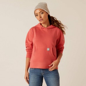 Mineral Red Ariat Rebar Lightweight Cropped Hoodie | 35IUYFXHM