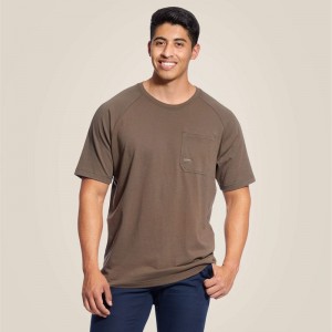 Moss Ariat Rebar Cotton Strong T-Shirt | 95JXREOZU