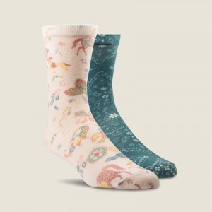 Multi Ariat Proper Paisley Crew Sock 2 Pair Multi Color Pack | 69KVQAWHL