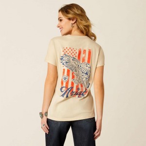 Natural Ariat Eagle Proud T-Shirt | 07DVZIBHJ