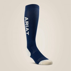 Navy/Summer Sand Ariat Tek Performance Socks | 90GBXUKVZ