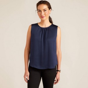 Navy Ariat Bayview Blouse | 80BXLSMID