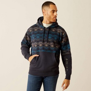 Navy Ariat Color Block Hoodie | 12IBMJSHD